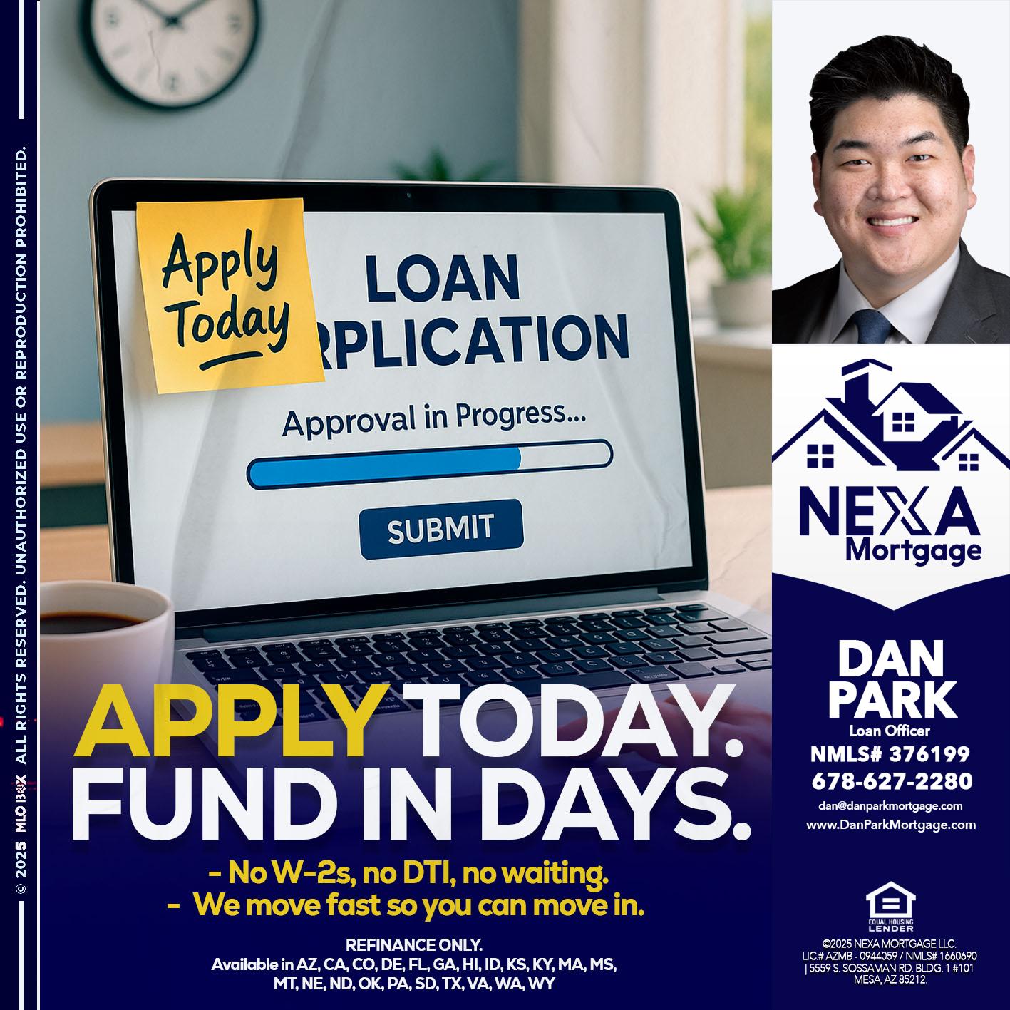 APPLY TODAY - Dan Park -Mortgage Loan Originator