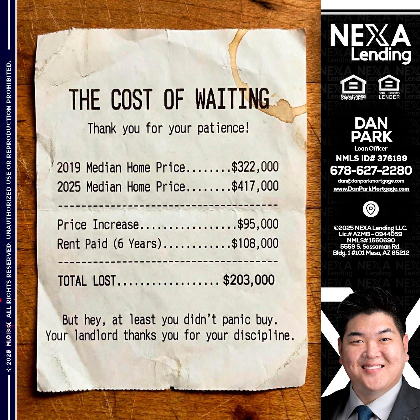 THE COST OF WAITING - Dan Park -Mortgage Loan Originator