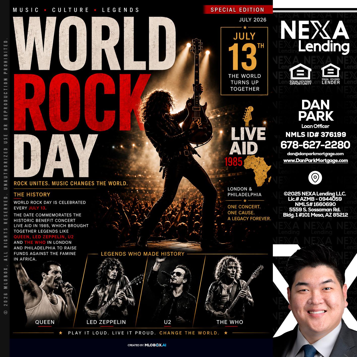 WORLD ROCK MUSIC DAY - Dan Park -Mortgage Loan Originator